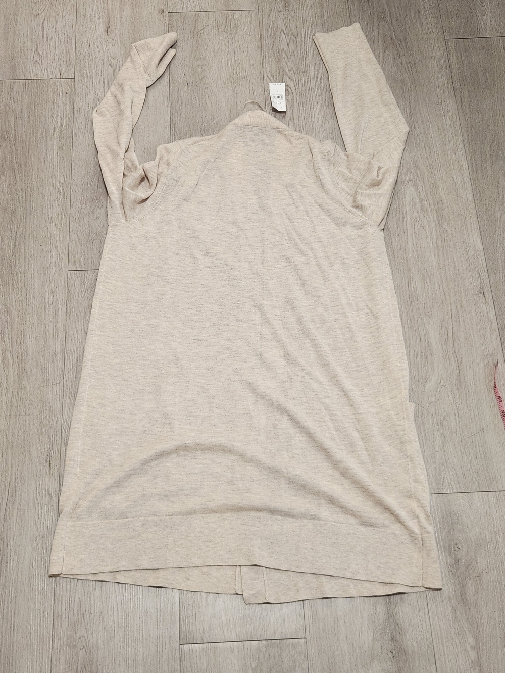 NWT LOFT Oatmeal Wool Blend Open Light Beige Open-Front Women's Cardigan Sweater - Picture 7 of 7